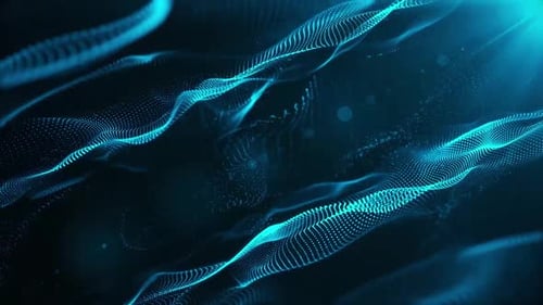 Dynamic Abstract Blue Particle Wave Digital Background Loop