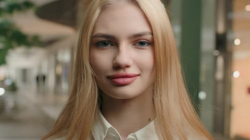 Young Woman Posing with Straight Hair