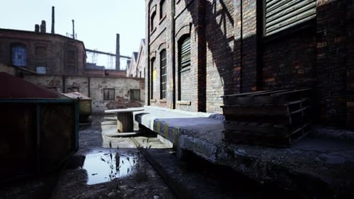 Abandoned Industry Factory Area Ander the Sunny Sky