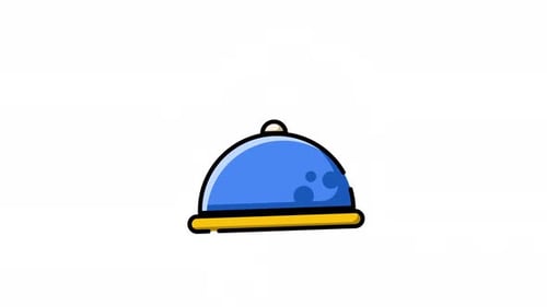 Chicken leg under cloche icon for food service and restaurant animation