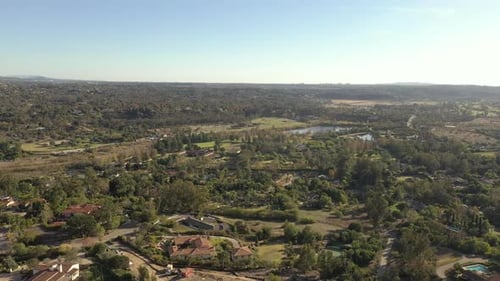 Aerial view of Rancho Santa Fe, a wealthy community in San Diego, California.