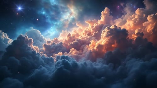 4k Universe, Nebula Clouds Floating And Moving In Space