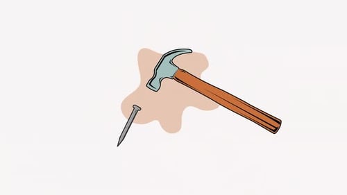 hammer and nail icon for carpentry animation video