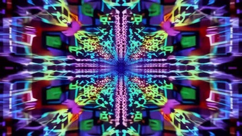 Neon Abstract Kaleidoscope Tunnel Motion Background VJ Loop