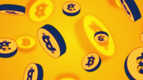 Dynamic Bitcoin Crypto Coins Falling Seamless Loop Background