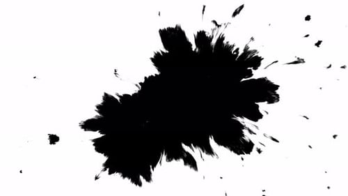 Spreading Black Ink Blot on White Background