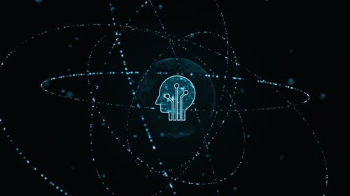 Futuristic AI Brain Technology Digital World Loop