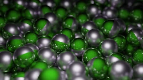 Abstract Metallic Spheres in Green and Silver