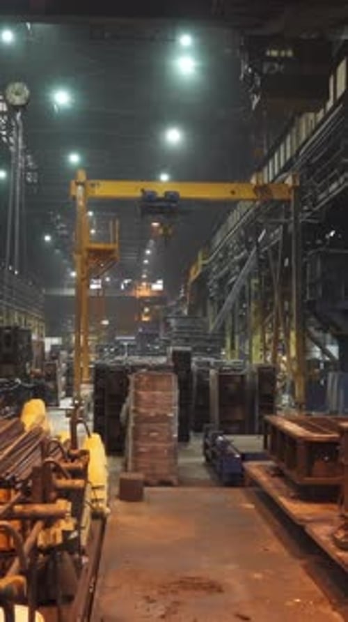 Industrial Workers Manufacturing Concrete Products in Factory Stock Clip
