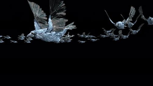 Abstract Crystalline Birds Flock Flying Motion Graphics