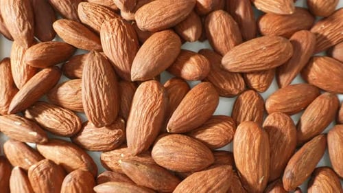 A close-up of almonds.