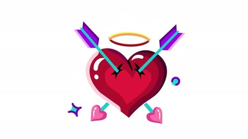 Animated Heart pierced by Cupid's arrows, a symbol of love and affection