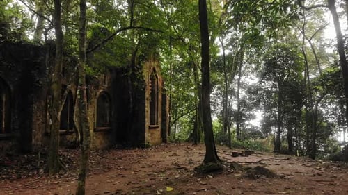 The Ba Vi Church Ruins at Hanoi Vietnam, aerial