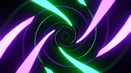 Purple And Turquoise Neon Spiral In Mirror Tunnel Background Vj Loop In 4K