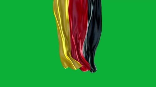 Vertical German Flag Fabric Waving on Chroma Key