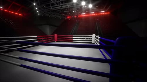 Empty Boxing Arena with Spotlight on the Ring