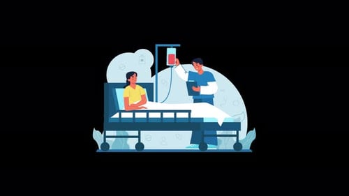 Medical Professional Attending to Patient in Hospital Bed Animation