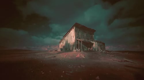 Abandoned Wooden Barn on Desolate Landscape Loop