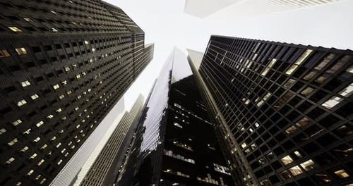 Skyward View of Towering Skyscrapers in an Urban Environment