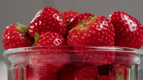 Fresh Red Strawberries in Bowl Closeup Sweet Berries Among Fruits Health and Food Concept Harvesting