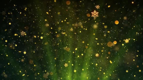 Falling Golden Snowflakes and Particles Christmas Background Animation