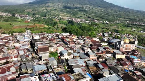 Aerial View of Kruwisan Village in the Mountains