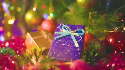Christmas Presents Arranged Under Decorated Tree