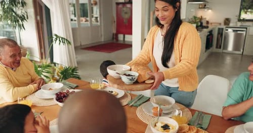 Family Enjoys Breakfast Together at Home
