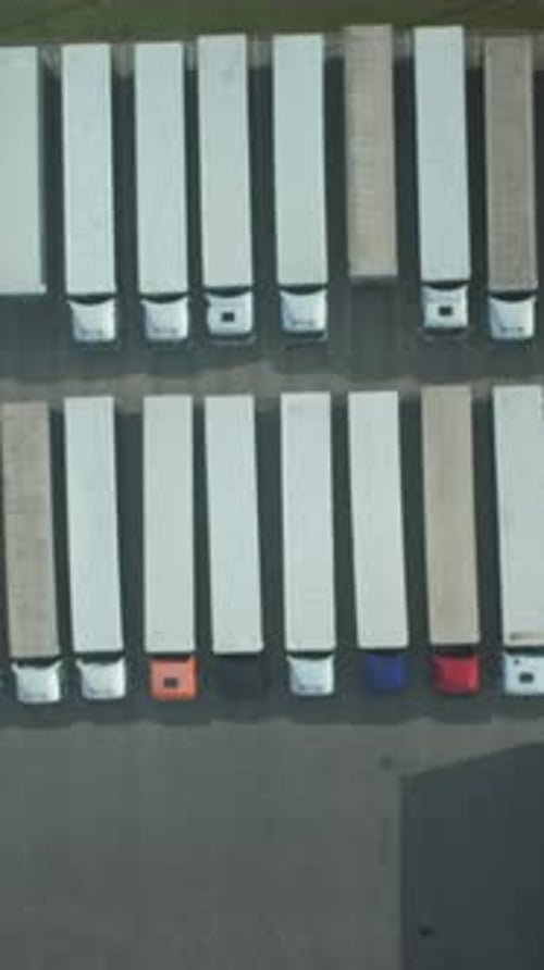 Depot Trailer Display Overview of Parked Trailers in Depot Showcasing Organized Logistics and Fleet