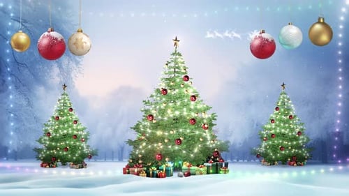 Christmas Trees on White Background Loop