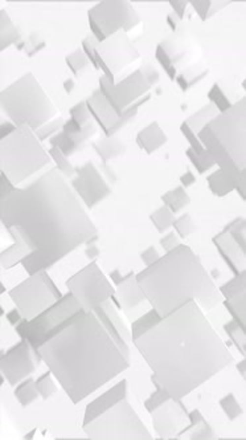 Fly Through Set of White Boxes Abstract 3d Render Geometric Background with Cubes and Shallow Dof