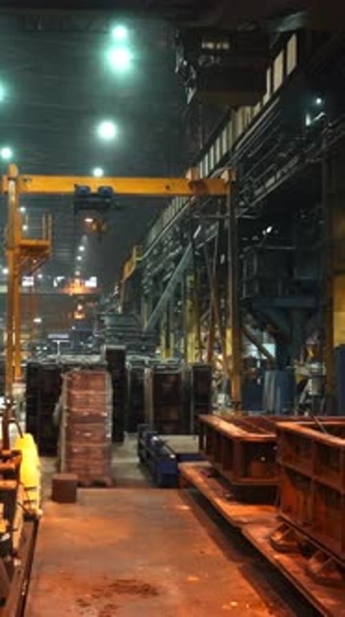 Industrial Workers Manufacturing Concrete Products in Factory Stock Clip