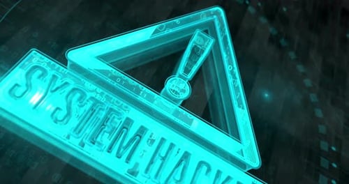 System hacked cyber attack alert symbol 3d digital concept loop