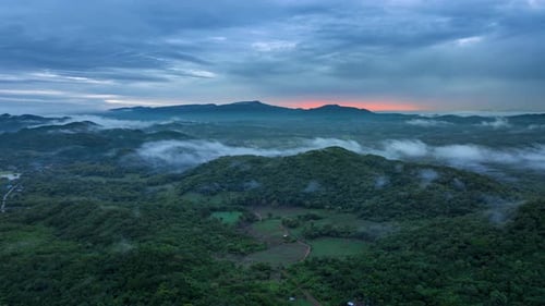 Beautiful aerial view of the valley landscape in the morning.