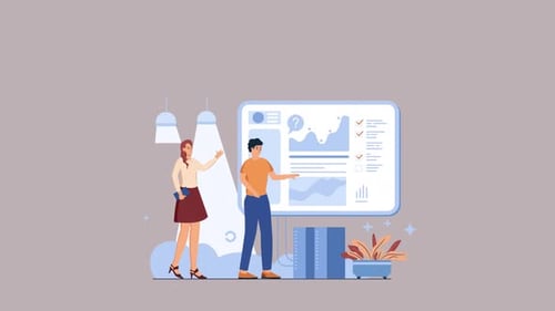 Modern Flat Design Business Presentation with Animated Charts and Team