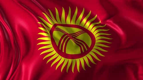 Kyrgyzstan National Flag Realistic Waving Loop Animation