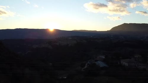 Scenic Countryside Sunrise Aerial View