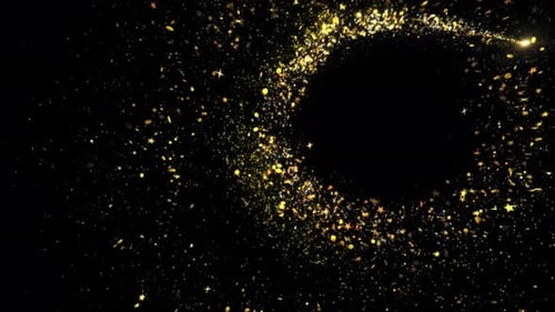Gold Glitter Star Or Particles With Sparkles And Light Trail Moving
