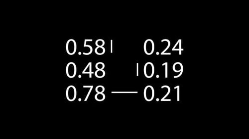 Nano-Kollektion: Animiertes Element eines Symbols mit drei Pfeilen mit schnell wechselnden Zahlen auf schwarzem Hintergrund