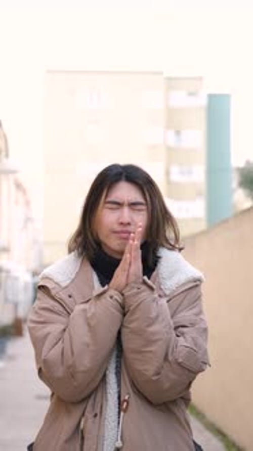 Young Adult with Cold Coughing and Sneezing