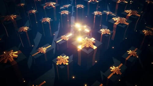Elegant Gold and Black Gift Boxes Festive Celebration Background