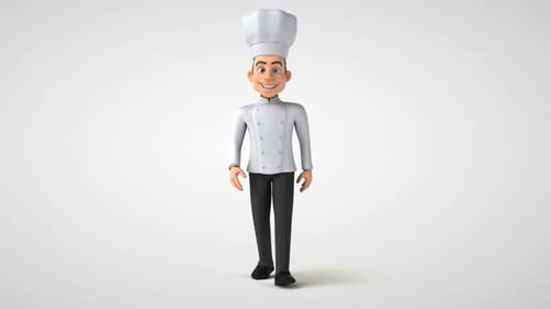 3D Chef Character Walking and Smiling Animation