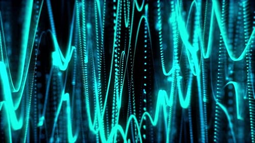 Futuristic Glowing Blue Digital Data Waves Background