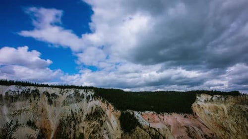 Time lapse - Beautiful sky and mountain landscape at Grand Canyon of Yellowstone National Park