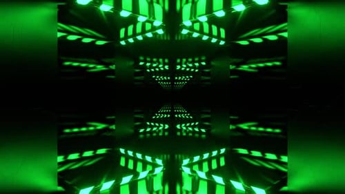 Green Endless Corridor With Abstract Glow Lamps Background Vj Loop In 4K