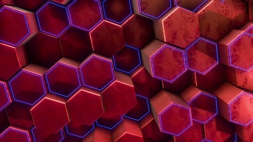 Red 3D Hexagons Background 01