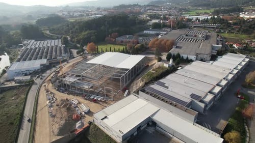 Building in construction process Aerial View