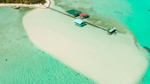 Tropical Island with a Beach on the Atoll Onok Island Balabac Philippines