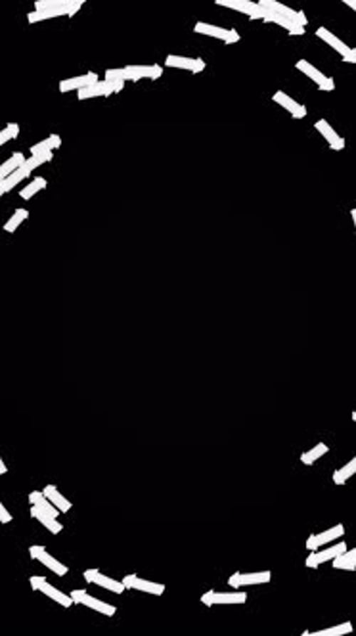 White Arrows Rapidly Spin to Center on Black Background Achieve a Goal Concept 3d Render Animation