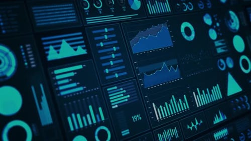 Blue Infographics Charts Graphs Data Visualizations Technology Analysis Perfect for Data Science